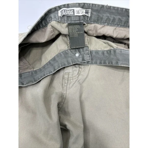 Vtg Y2k Plugg Cargo Pants Beige Khaki 38x34 Skater Baggy Jnco Big Pockets READ - Picture 5 of 10